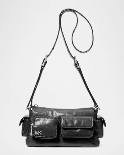 Michael Michael Kors Dakota Small Leather Pocket Crossbody Bag In Black