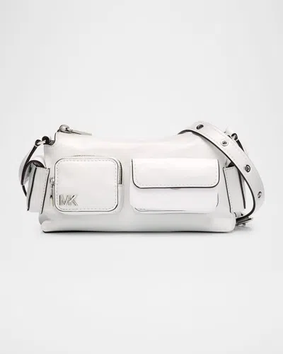 Michael Michael Kors Dakota Small Leather Pocket Crossbody Bag In Optic Whit