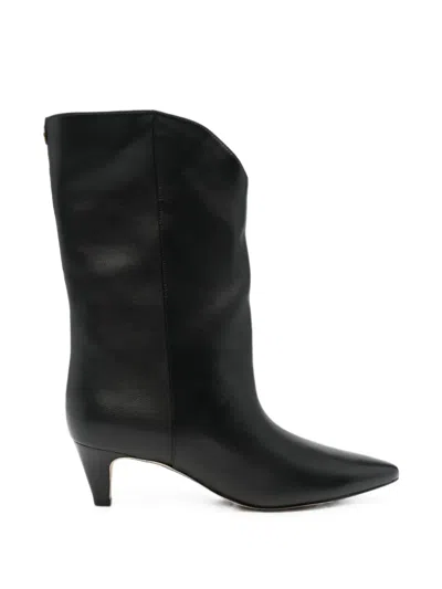 Michael Michael Kors Daniela Pointed-toe Leather Ankle Boots In Blue
