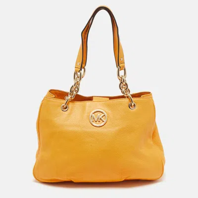 Pre-owned Michael Michael Kors Dark Yellow Leather Fulton Chain Tote