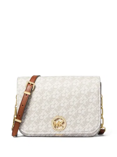 Michael Michael Kors Delancey Logo-plaque Crossbody Bag In White