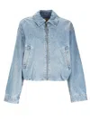 Michael Michael Kors Denim Bomber Jacket In Blue