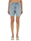 Michael Michael Kors Denim Boyfriend Shorts In Multi