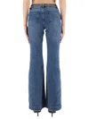 Michael Michael Kors Blue Flared Jeans With Chain Belt In Denim Woman In Blue