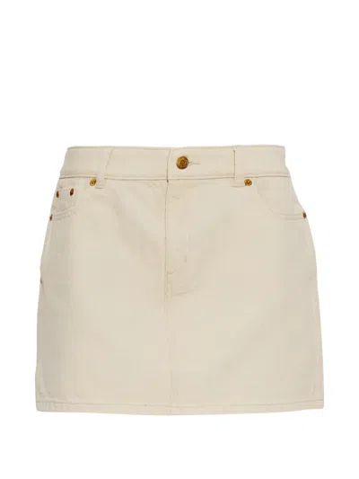 Michael Michael Kors Denim Mini Skirt In Neutral
