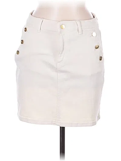Pre-owned Michael Michael Kors Denim Skirt In White