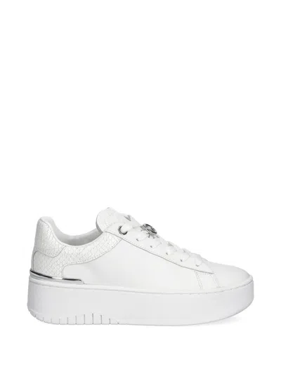Michael Michael Kors Dottie Reptile-effect Platform Sneakers In White