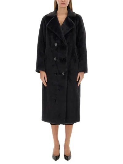 Michael Michael Kors Double-breasted Coat With Classic Lapel In Black