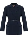 Michael Michael Kors Double-breasted Crepe Blazer In Blue