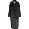 Michael Michael Kors Black Double-breasted Coat In Faux-fur Woman In Admiral