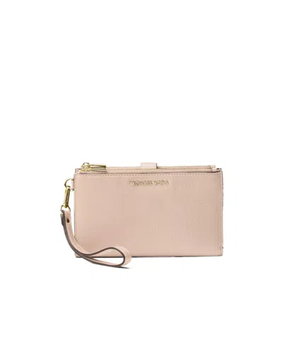 Michael Michael Kors Double Zip Wristlet Wallet On Chain In Pink