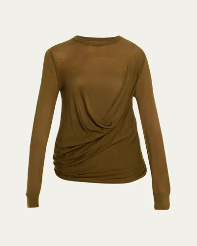 Michael Michael Kors Draped Wool-cashmere Top In Green
