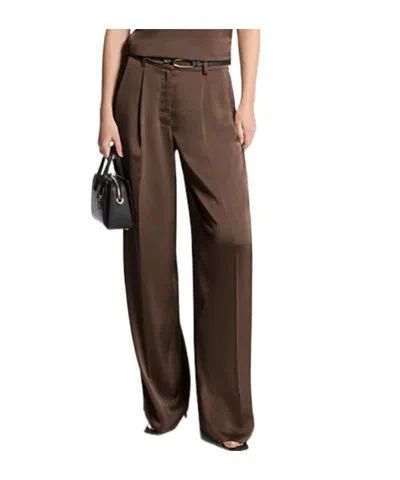 Michael Michael Kors Drapey Satin Wide Leg Pants In Brown