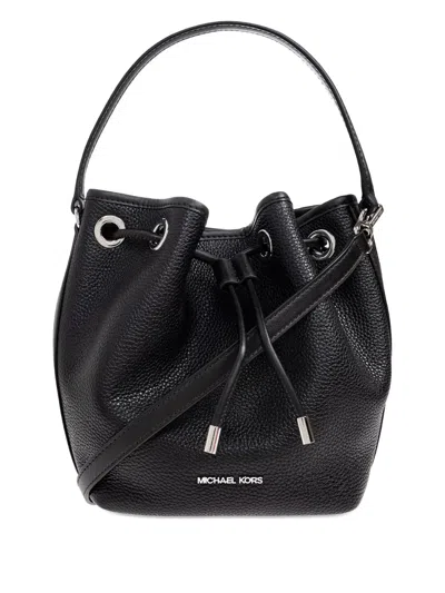Michael Michael Kors Drawstring Leather Bucket Bag In Black