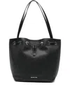 Michael Michael Kors Drawstring Leather Tote Bag In Black