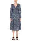 Michael Michael Kors Ruffle-trimmed Metallic Floral-print Jacquard Midi Dress
