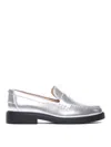 Michael Michael Kors Eden Metallic-leather Loafers In Plata