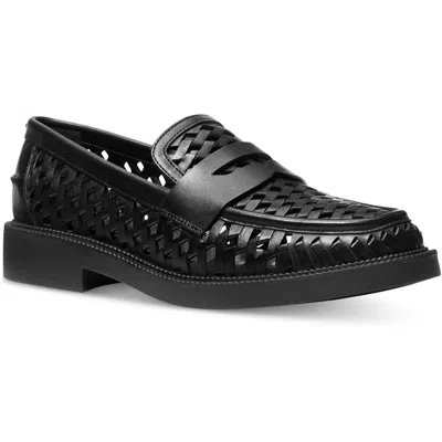 Michael Michael Kors Eden Womens Eyelet Leather Loafers In Black