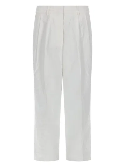 Michael Michael Kors Effortless Linen-cotton Trousers In White