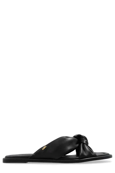 Michael Michael Kors Elena Logo Plaque Slides In Black
