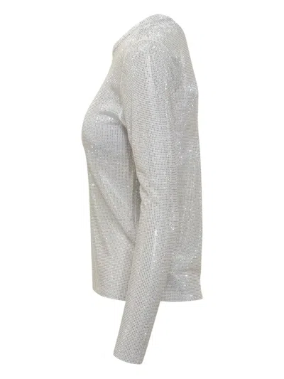 Michael Michael Kors Embellished Crew-neck Top In Silver