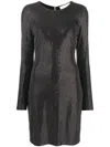 Michael Michael Kors Crystal-embellished Long-sleeve Minidress In Black