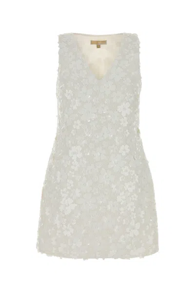Michael Michael Kors Embellished Stretch Polyester Mini Dress In White