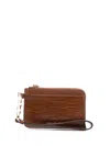 Michael Michael Kors Embossed-crocodile Leather Cardholder In Brown