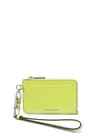 Michael Michael Kors Embossed-crocodile Leather Cardholder In Green