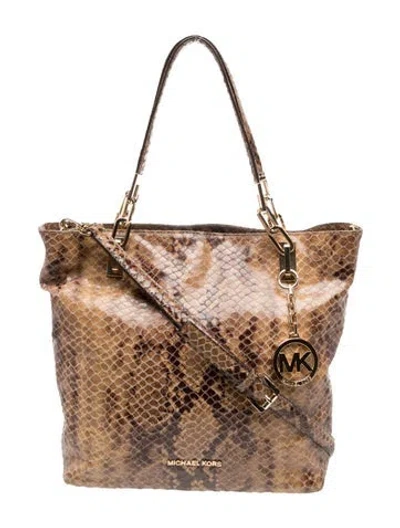 Pre-owned Michael Michael Kors Embossed Leather Bucket Bag In Brown