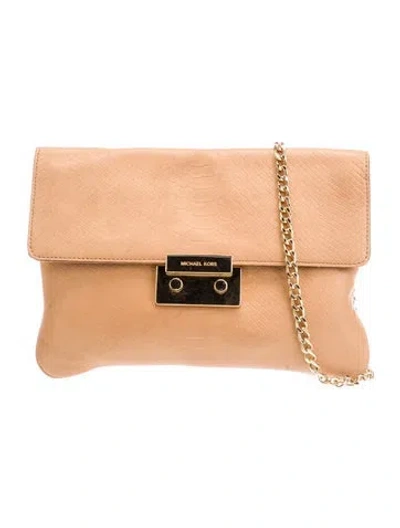 Pre-owned Michael Michael Kors Embossed Leather Shoulder Bag In Neutral