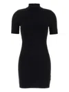 Michael Michael Kors Embossed-logo Mock-neck Mini Dress In Black