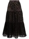 Michael Michael Kors Cotton Tiered Eyelet Midi Skirt In Black