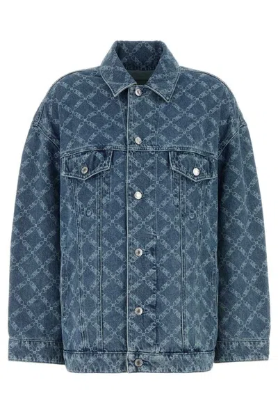 Michael Michael Kors Empire Diamond Jacquard Oversized Denim Jacket In Multi