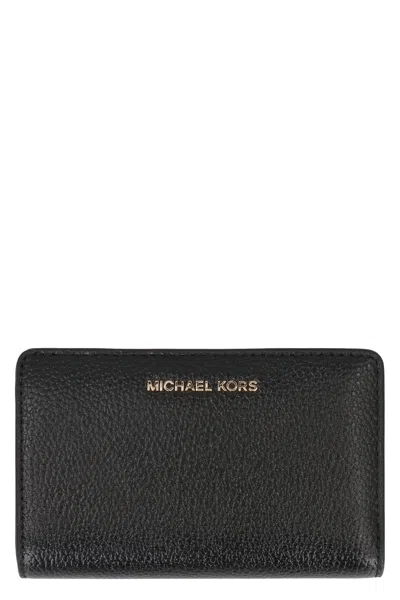 Michael Michael Kors Empire Leather Wallet In Black