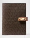 Michael Michael Kors Empire Monogram Passport Wallet In Brn/acorn