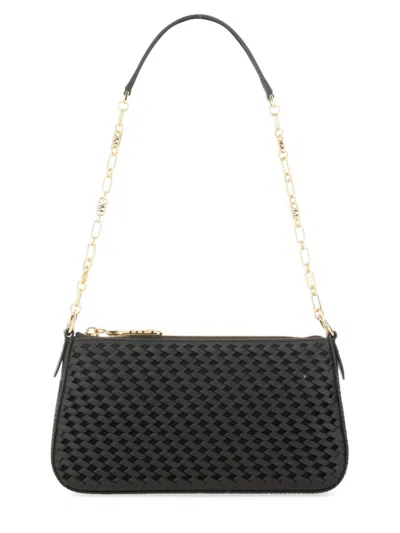 Michael Michael Kors Empire Pouch With Textured Design And Detachable Chain Strap In Black
