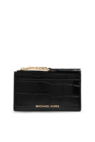 Michael Michael Kors Empire Small Embossed Card Case In Black