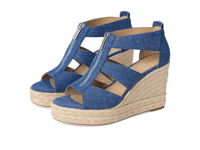 Michael Michael Kors Etta Wedge Women's Wedge Shoes Denim: 10 M In Blue