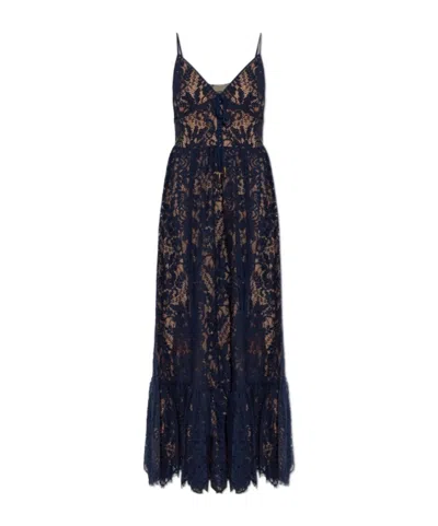 Michael Michael Kors Corded Floral Lace Maxi Dress In Black