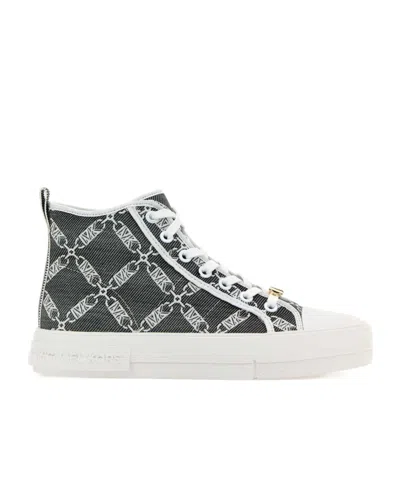 Michael Michael Kors Evy Empire Logo Jacquard High-top Sneakers In White