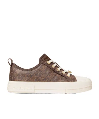 Michael Michael Kors Evy Empire Monogram-patterned Sneakers In White