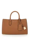 Michael Michael Kors Brown Handbag With Metallic Lettering Logo And Pendant In Buff