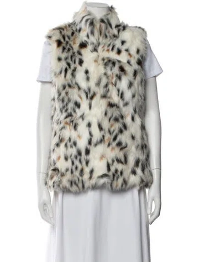 Pre-owned Michael Michael Kors Faux Fur Animal Print Vest In Neutrals