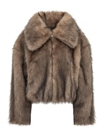Michael Michael Kors Faux Fur Blouson Jacket In Dark Camel
