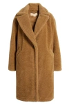 Michael Michael Kors Faux-shearling Single-breasted Coat In Camel