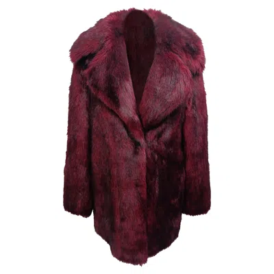 Michael Michael Kors Faux Fur Coat In Burgundy Acrylic