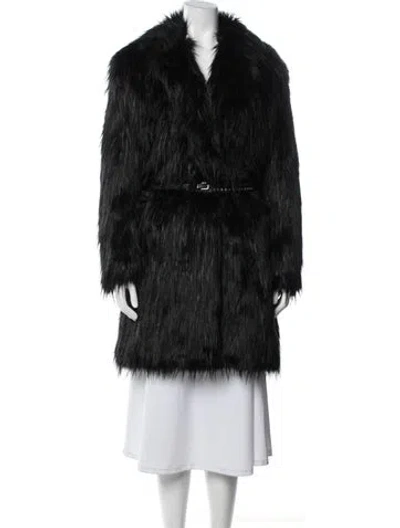 Pre-owned Michael Michael Kors Faux Fur Faux Fur Coat In Black
