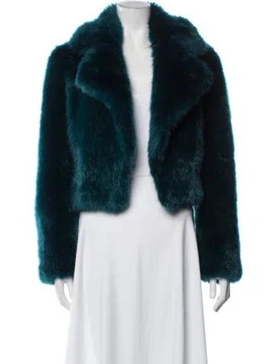Pre-owned Michael Michael Kors Faux Fur Faux Fur Jacket In Blue