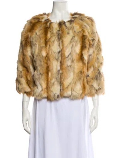 Pre-owned Michael Michael Kors Faux Fur Jacket In Neutral